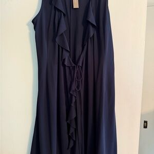 J. Crew Dark Blue Ruffle Front Dress